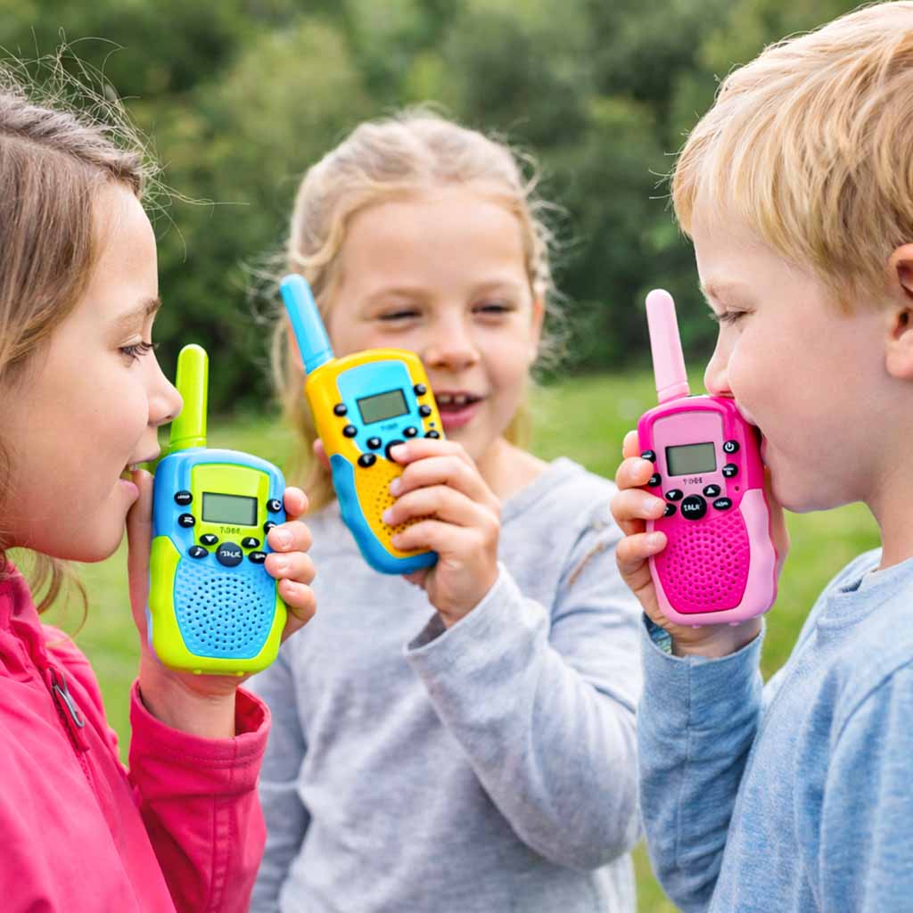 Vaikiškos racijos Walkie Talkie, 3 vnt. komplektas, iki 3 km