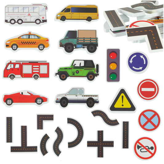 Vandens putplasčio dėlionė voniai vaikams: gatvės ir automobiliai (23 vnt.)