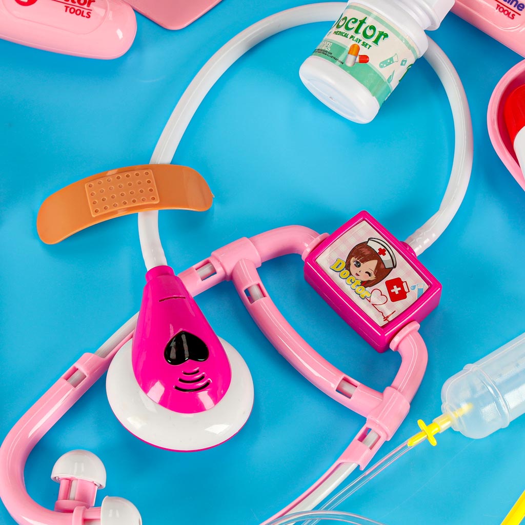 Gydytojo rinkinys lagaminėlyje „Mažasis daktaras“ su garsais, 35 dalys