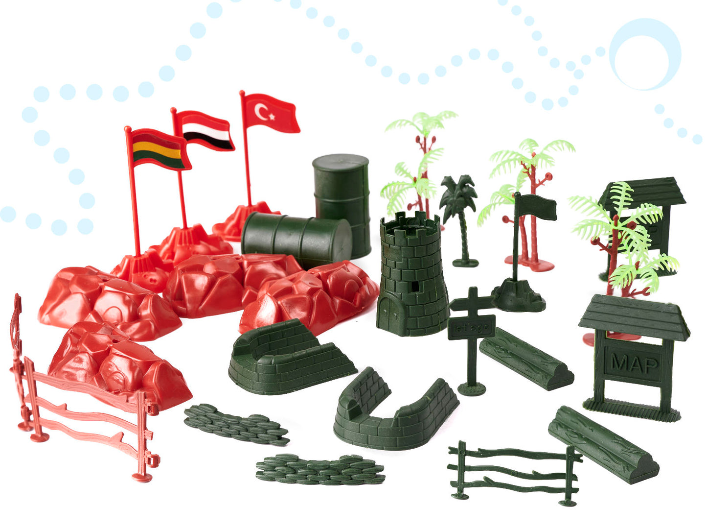 Kareivių figūrėlių ir karinės bazės rinkinys, 307 elementai