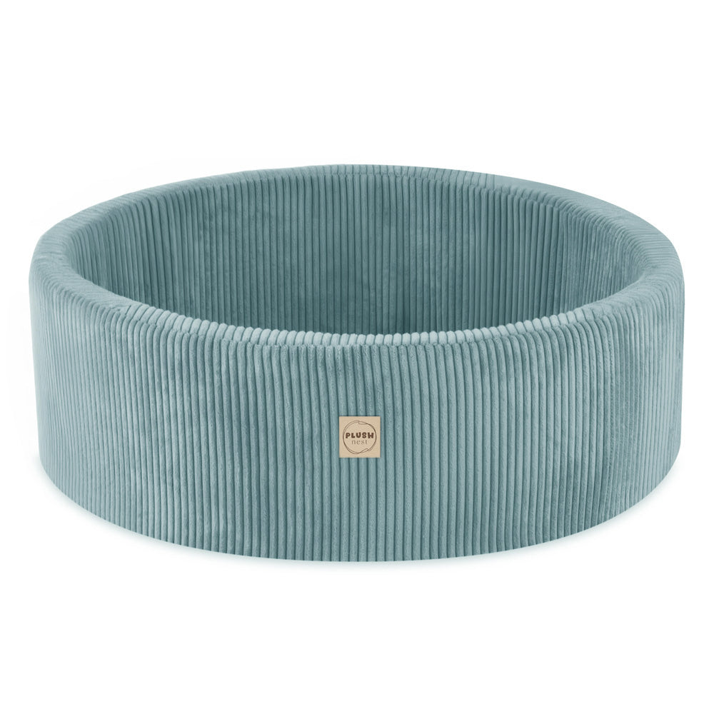 PLUSH NEST Velvetinis (kordo) sausas baseinas, apvalus, mėlynas – pagrindinis vaizdas