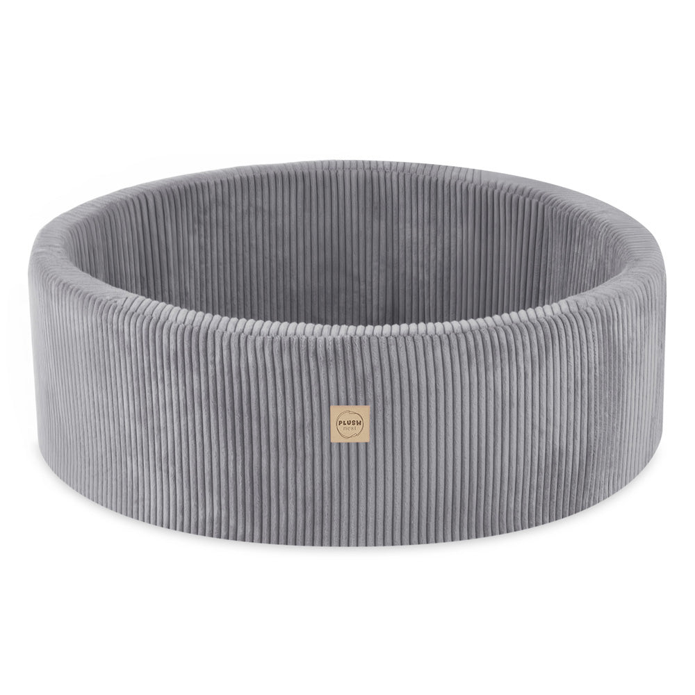 PLUSH NEST Sausas Baseinas Vaikams, Apvalus, Pilkas Velvetas – pagrindinis vaizdas