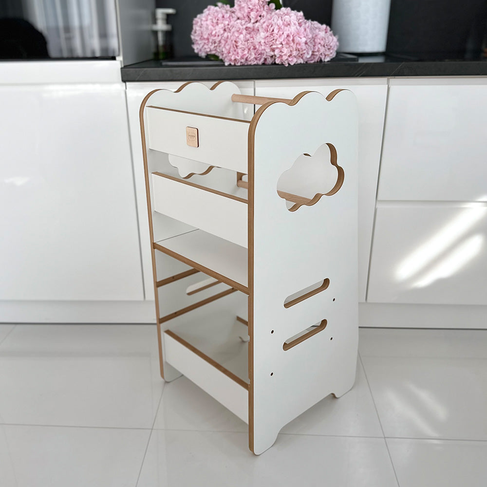 Mokomasis bokštelis „Debesėlis“, baltas, virtuvėje – vaizdas 2