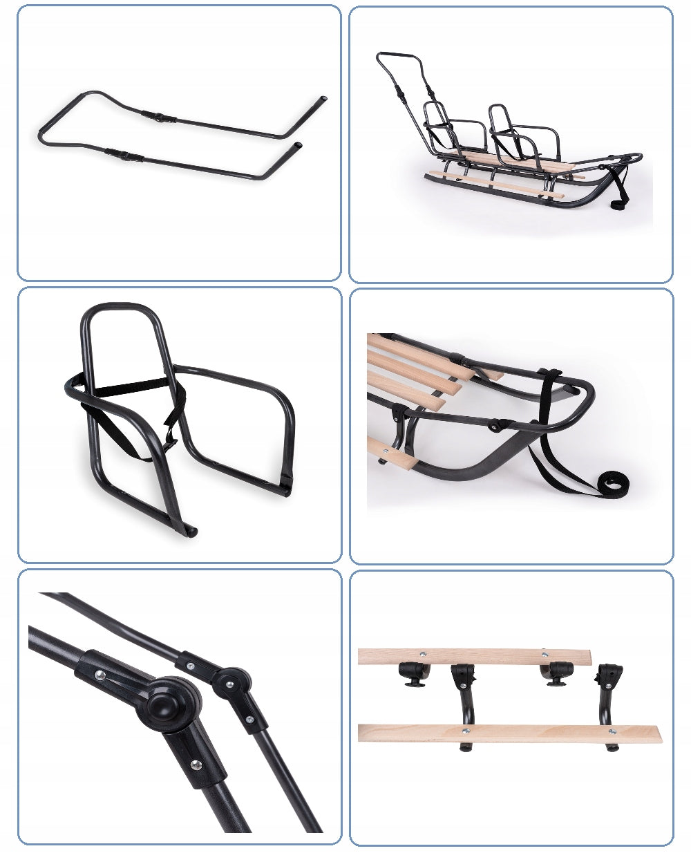 Dvivietės rogutės su stumimo rankena – vaizdas 4