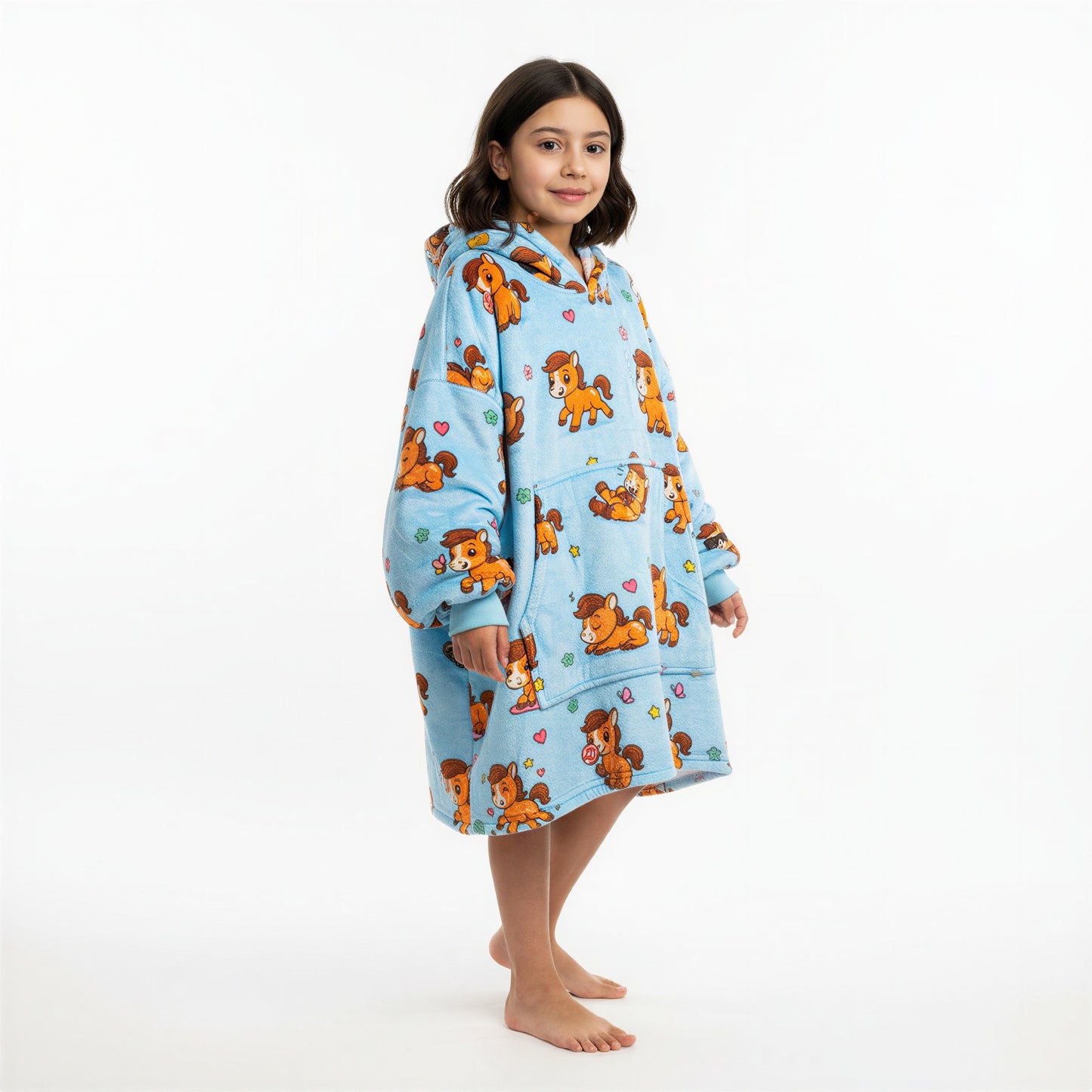 Vaikiškas džemperis-antklodė su gobtuvu (oversize)