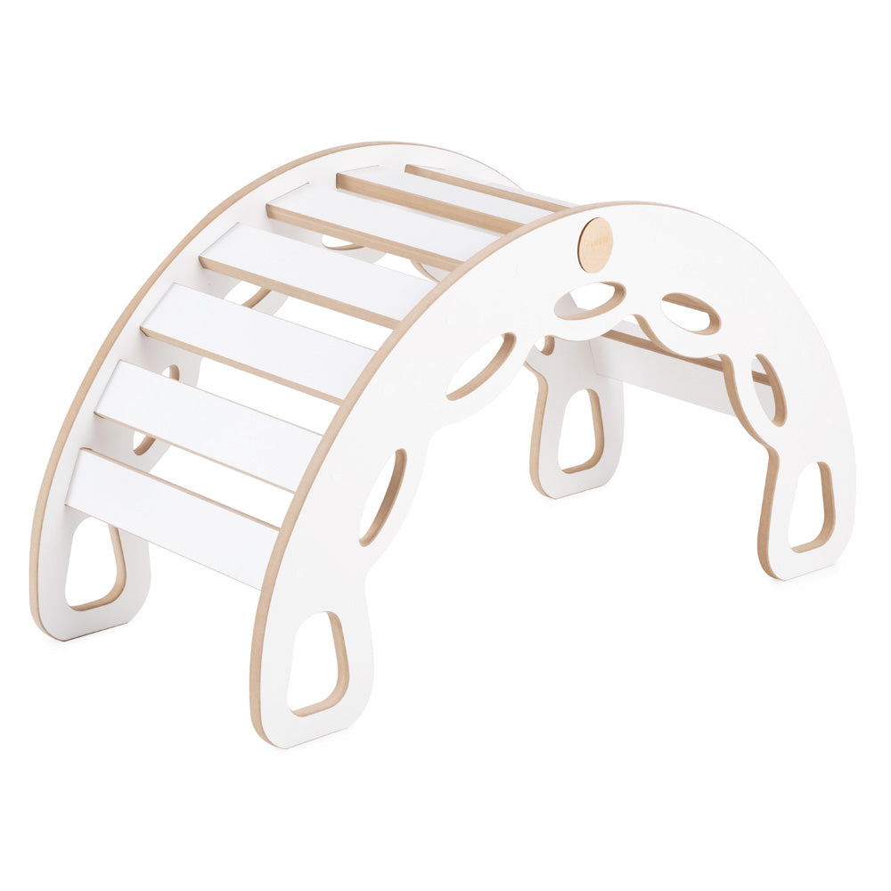 PLUSH NEST 4in1 medinis rokeris/sūpynės (Balta, Pilka pagalvė)