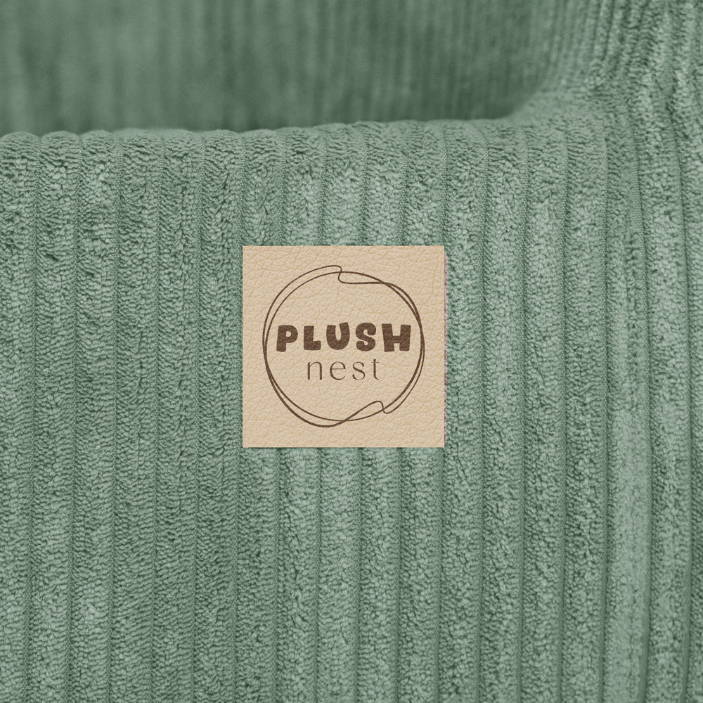 Premium Pliušinis Vaikų Fotelis Lizdas, Minkštas Žalias Velvetas – vaizdas 4