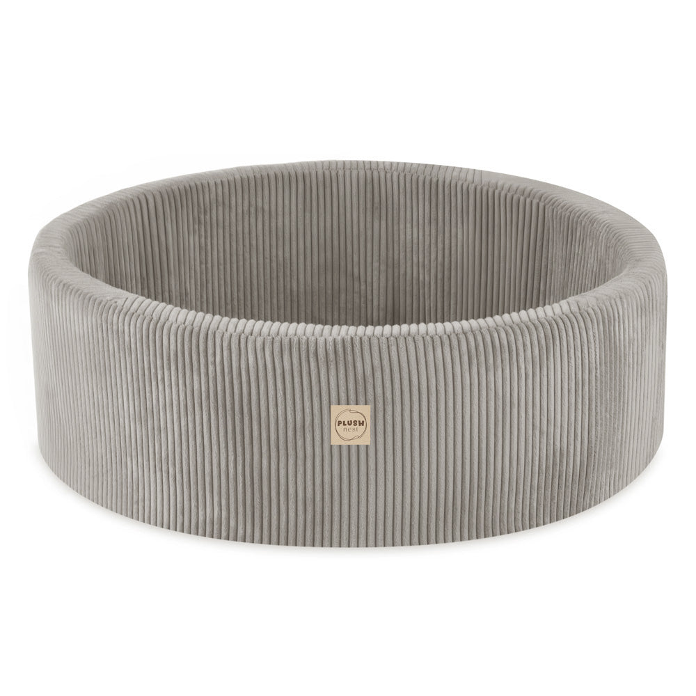 Premium Pliušinis Sausas Kamuoliukų Baseinas (90x30) + Trišalis Modulis, Smėlinis Veliūras – vaizdas 6