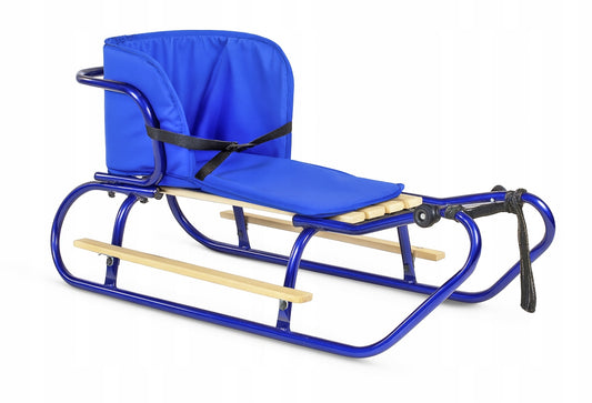 Metalinių Rogučių Komplektas su Nugara, Čiužiniu, Kojų Atramomis ir Diržu – Mėlyna Spalva – pagrindinis vaizdas