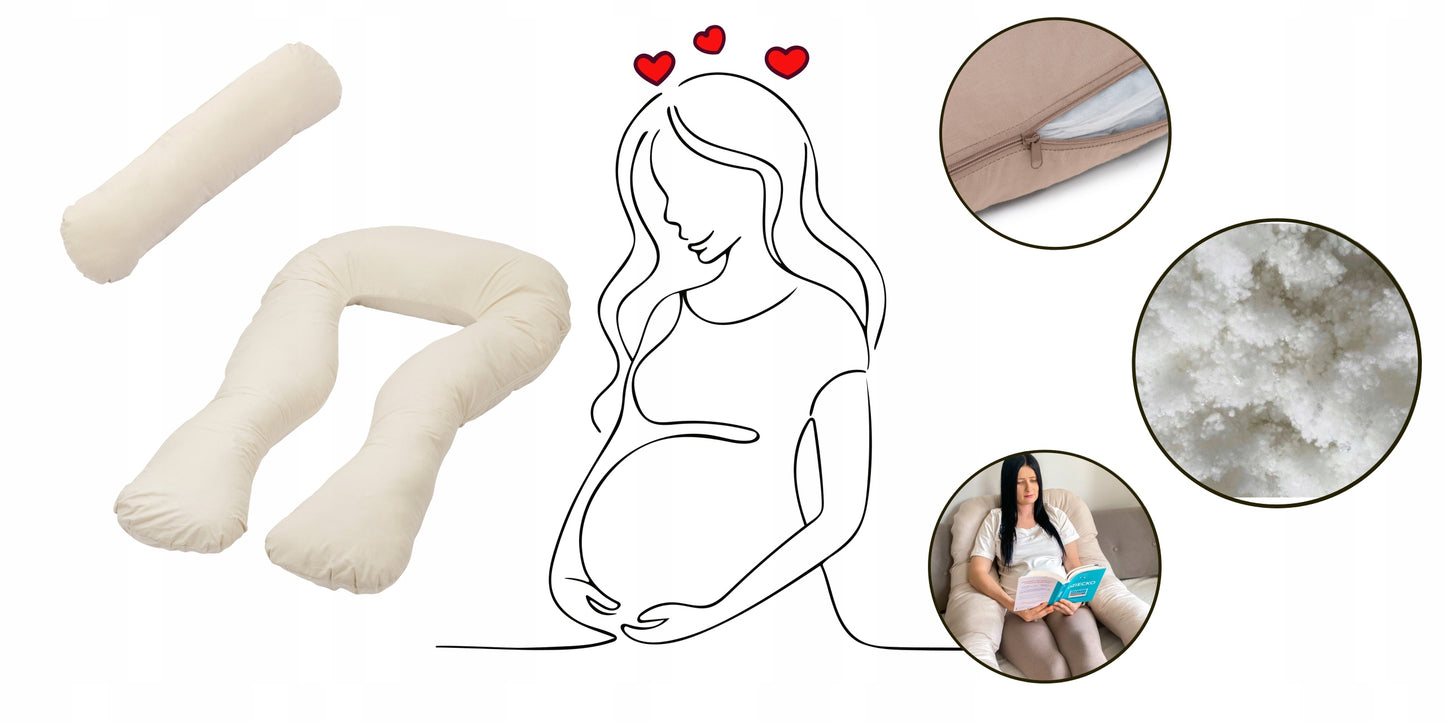 Rogal kreminė nėštumo pagalvė, U formos, naudojimas miegant – vaizdas 4