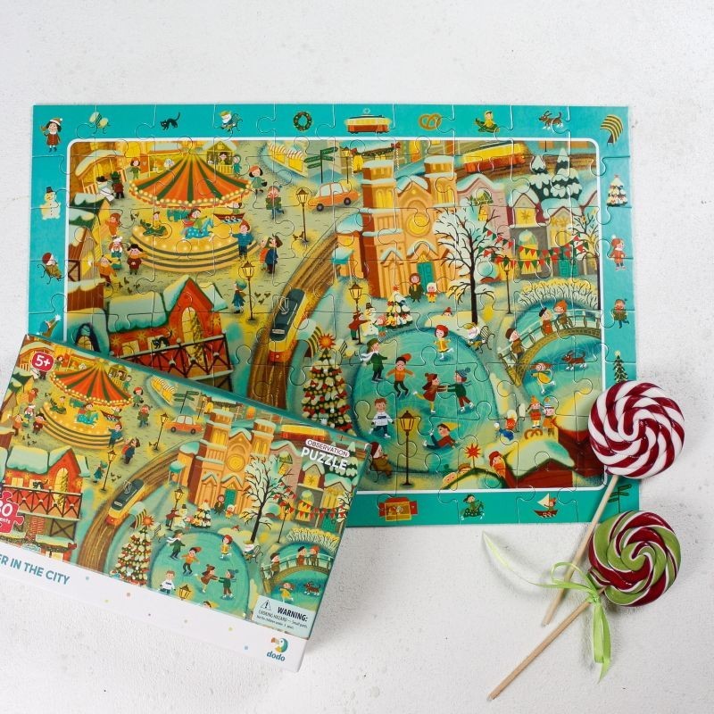 Dodo pastabumo dėlionė Žiema mieste (80 det) – vaizdas 2