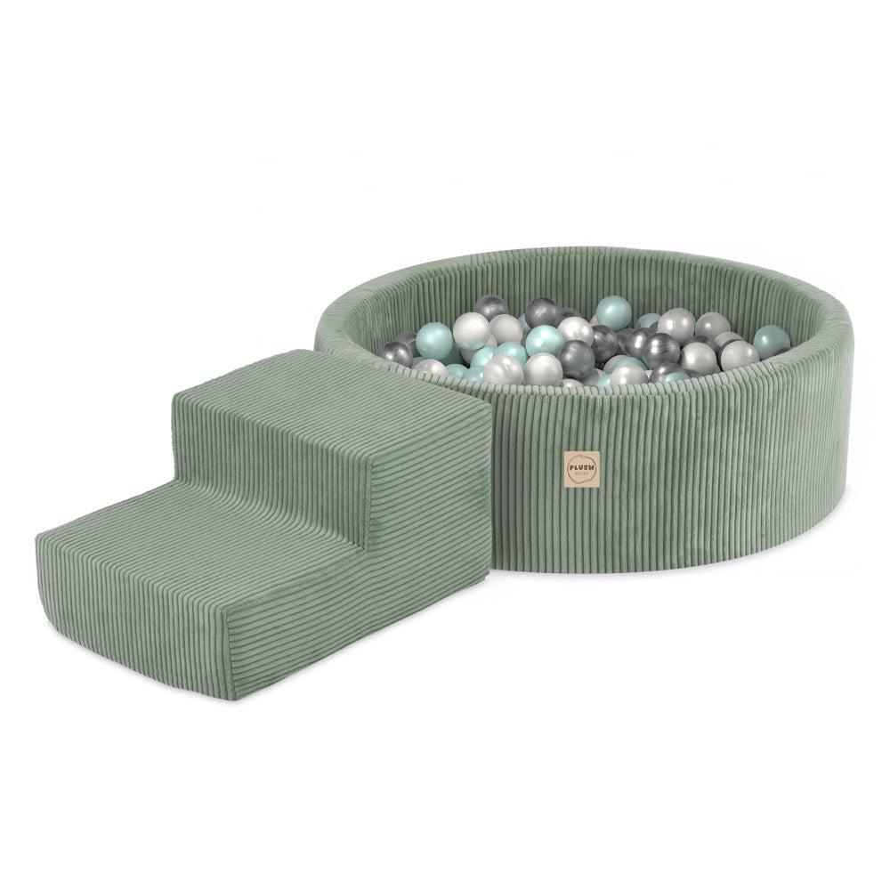 Premium žaidimų kampelis Plush Nest, sausas baseinas su kopėtėle, žalias – pagrindinis vaizdas