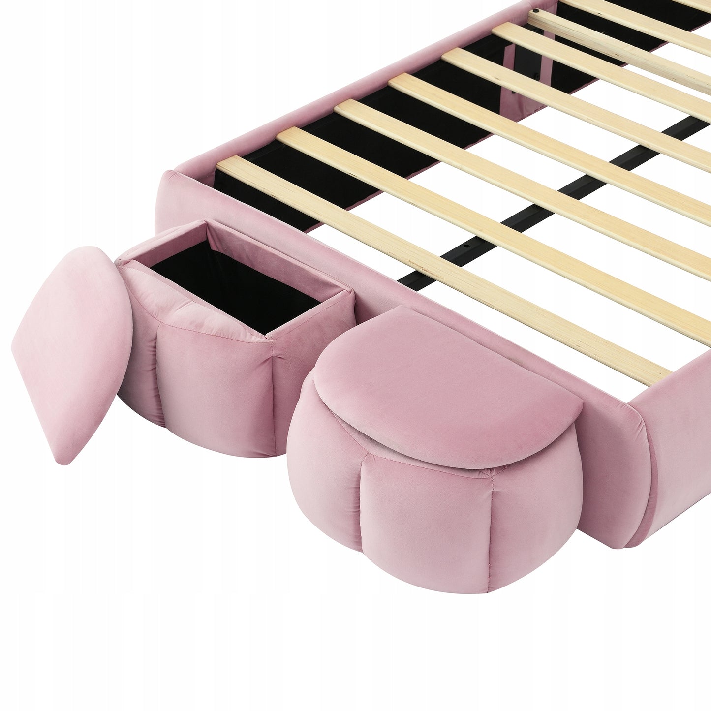 Vaikų kiškio formos lova 90x200 cm su dviem daiktadėžėmis – vaizdas 6