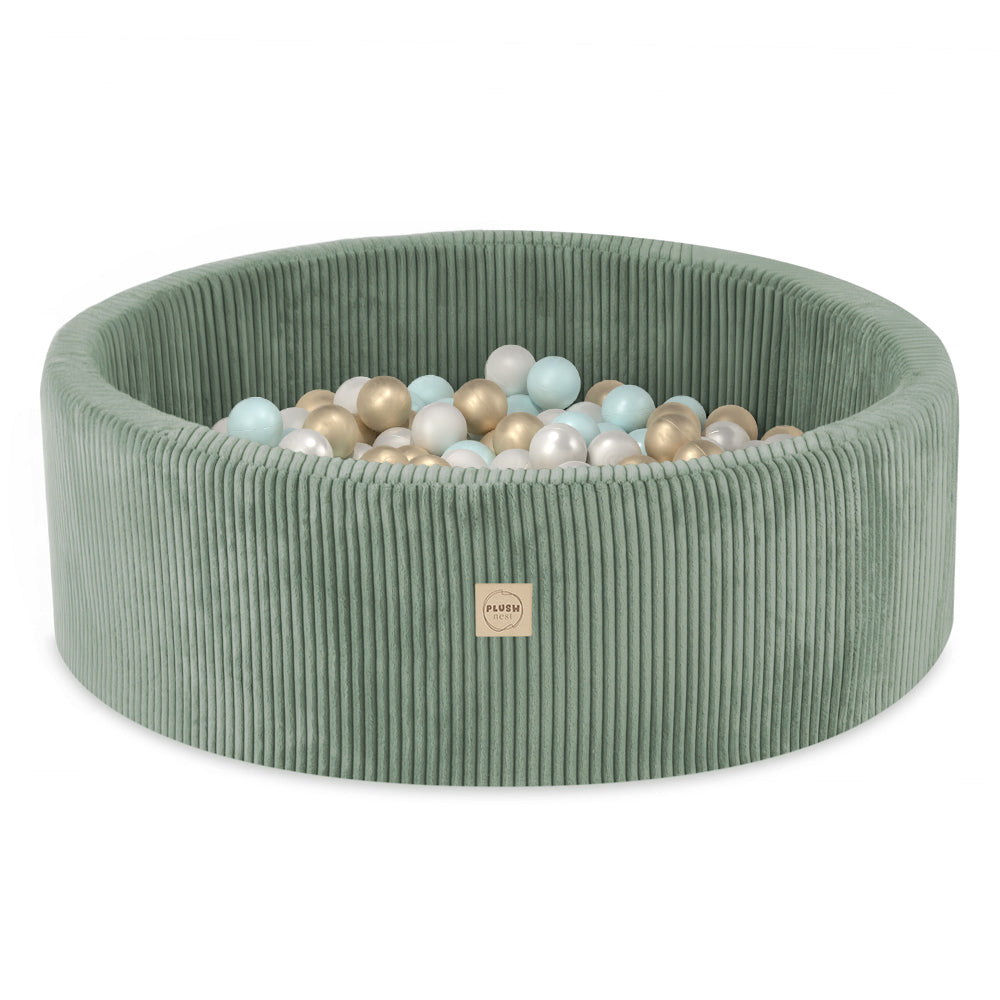 Pūkuotas Veliūrinis Sausas Kamuoliukų Baseinas PLUSH NEST, žalias, 90x30 cm – pagrindinis vaizdas