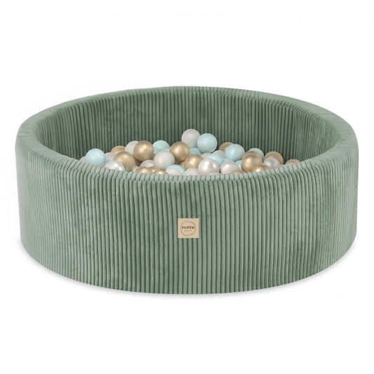 Pūkuotas Veliūrinis Sausas Kamuoliukų Baseinas PLUSH NEST, žalias, 90x30 cm – pagrindinis vaizdas