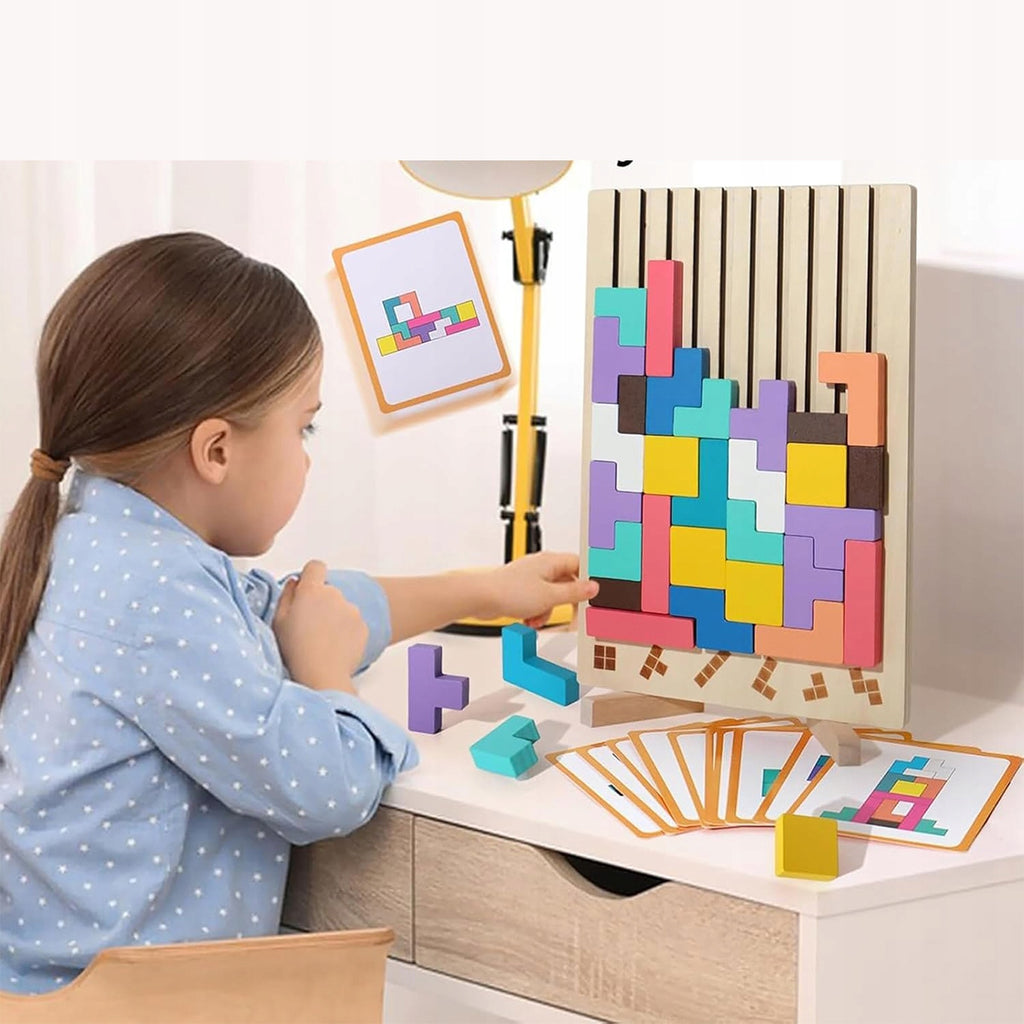 Mediniai dėlionės blokai Tetris 3D, pavyzdinė pastatyta forma – vaizdas 2