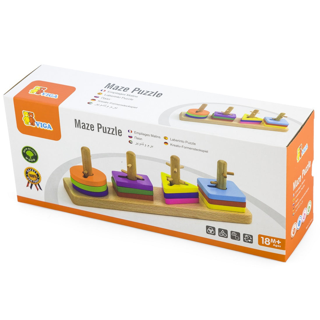 VIGA medinės kaladėlės su formų rūšiuokle Montessori – vaizdas 10