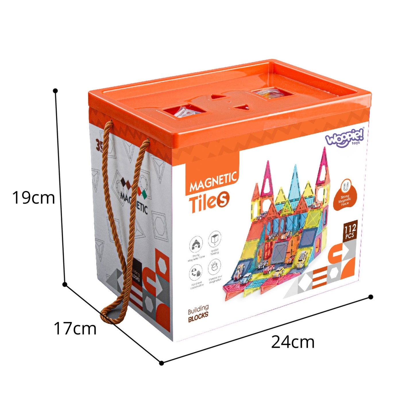 WOOPIE Magnetiniai Statybiniai Blokeliai 7,5 cm Stovėjimo Aikštelė 112 vnt.