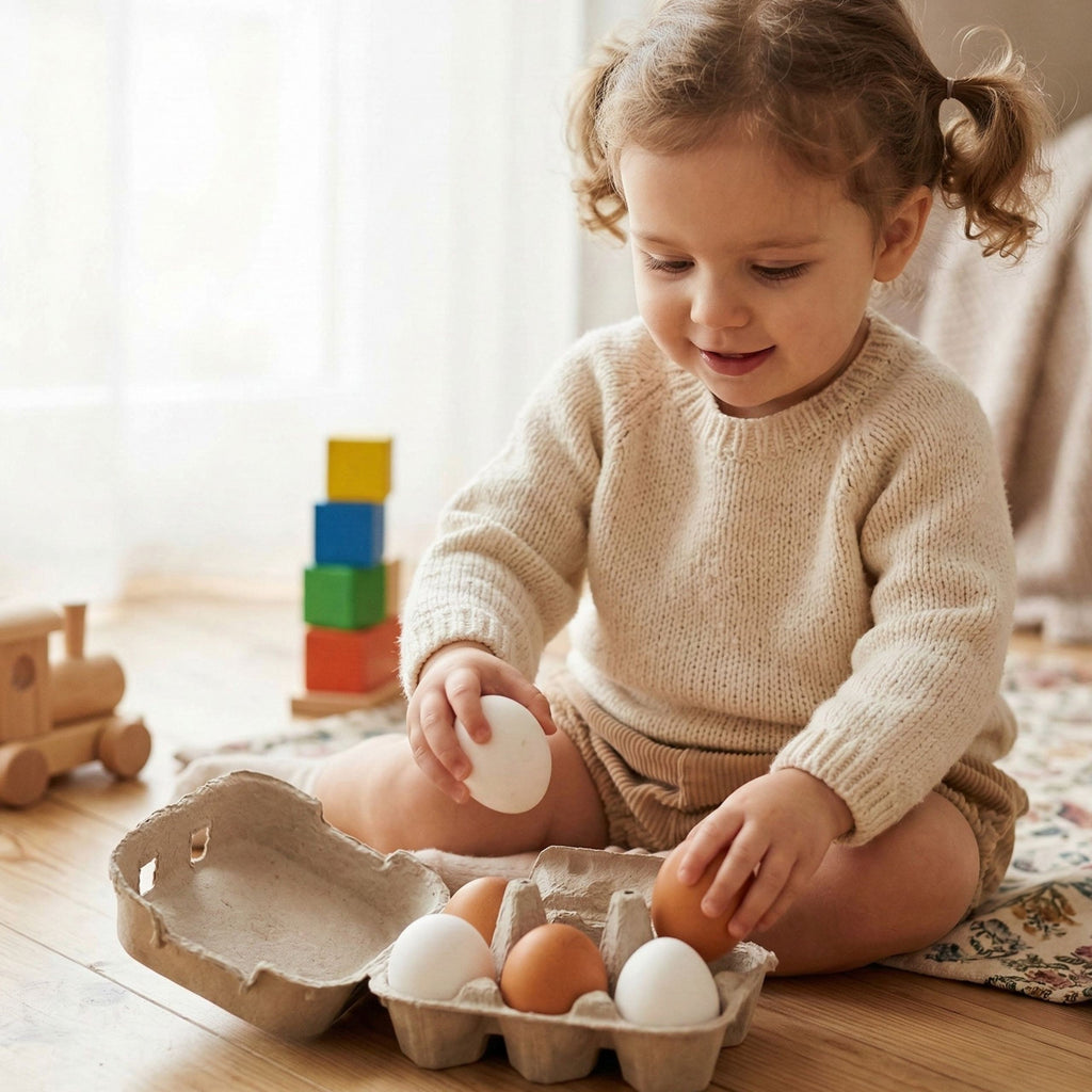 VIGA Mediniai Kiaušiniai Dėžutėje – 6 vnt. Žaisliniai Kiaušiniai