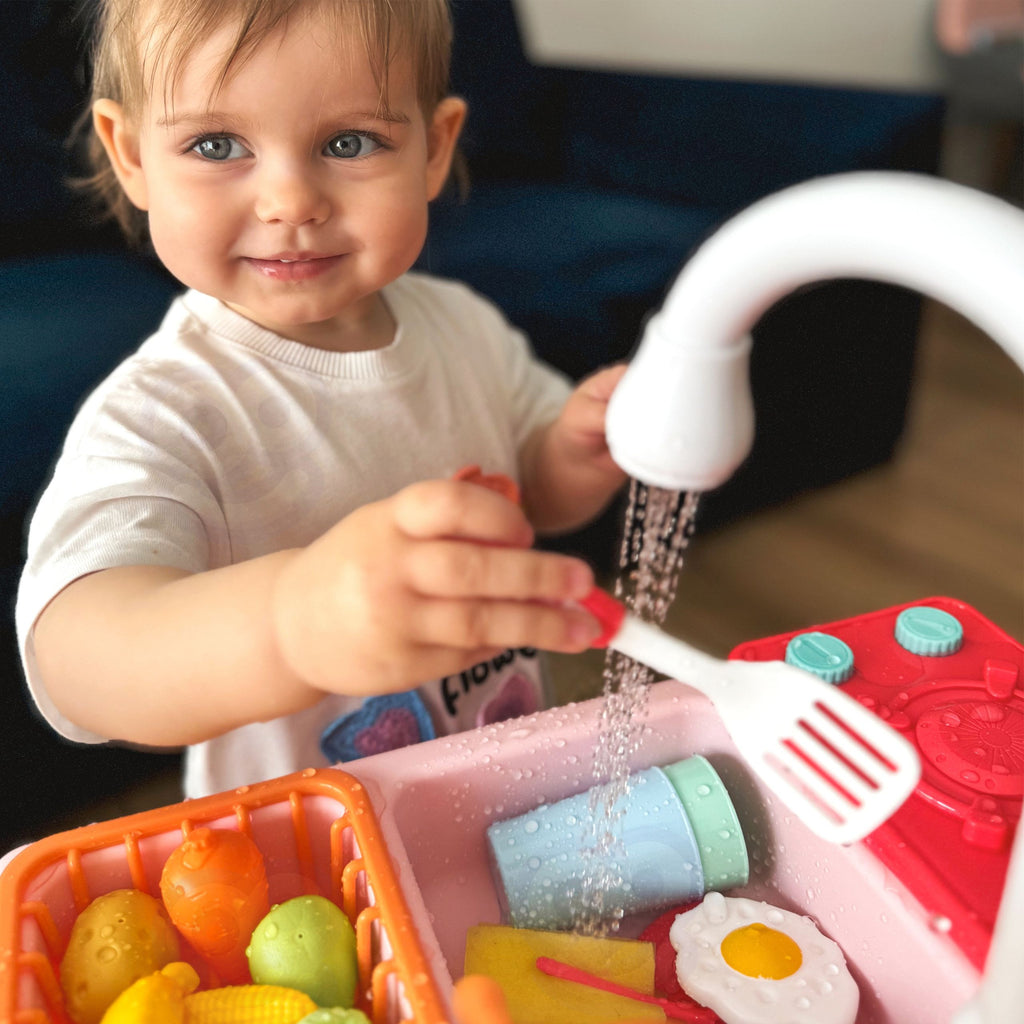 WOOPIE 2-in-1 Rožinė Žaislinė Kriauklė su Virtuvėle Vaikams 3+