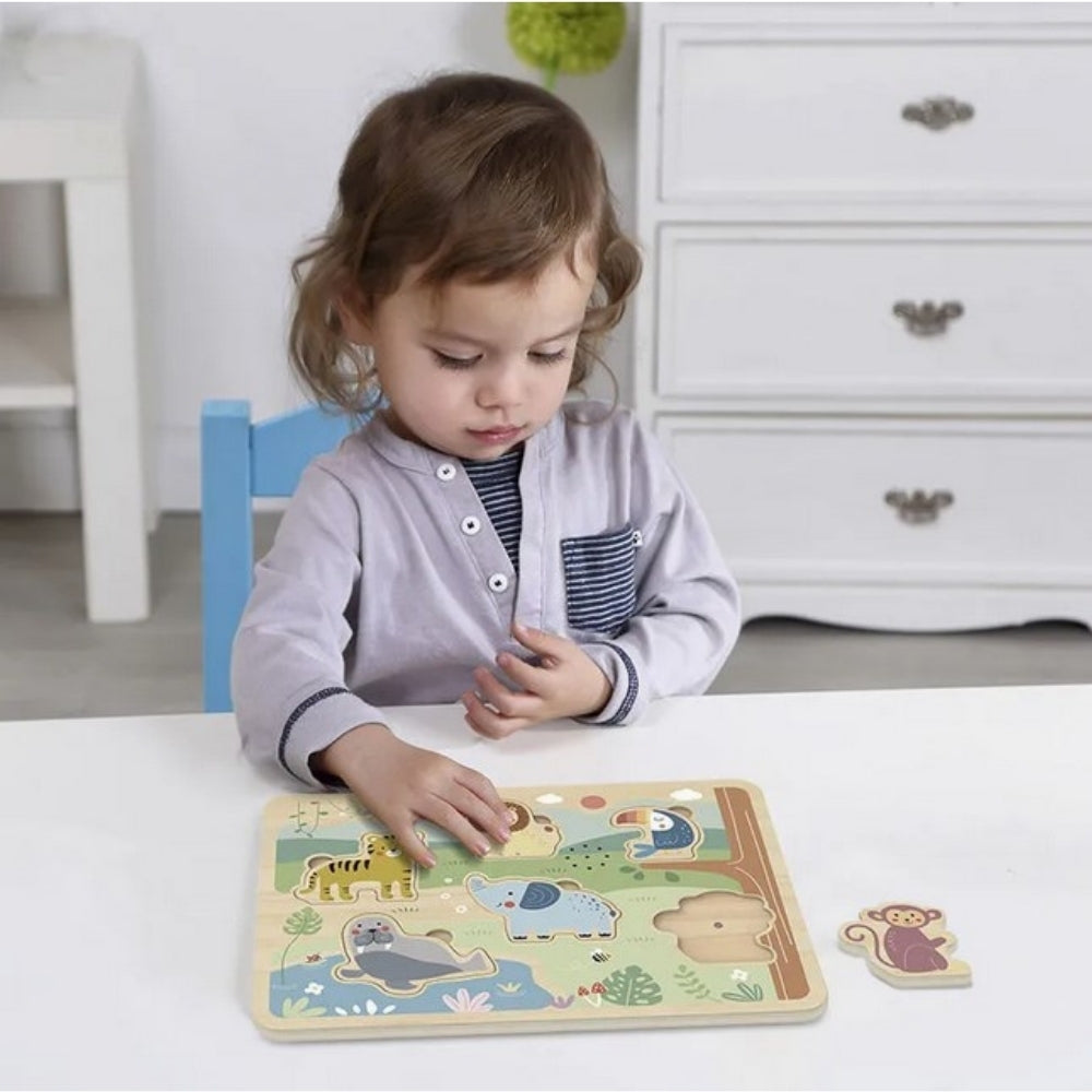 TOOKY TOY Medinė interaktyvi garso dėlionė „Laukiniai safario gyvūnai“ – vaizdas 2