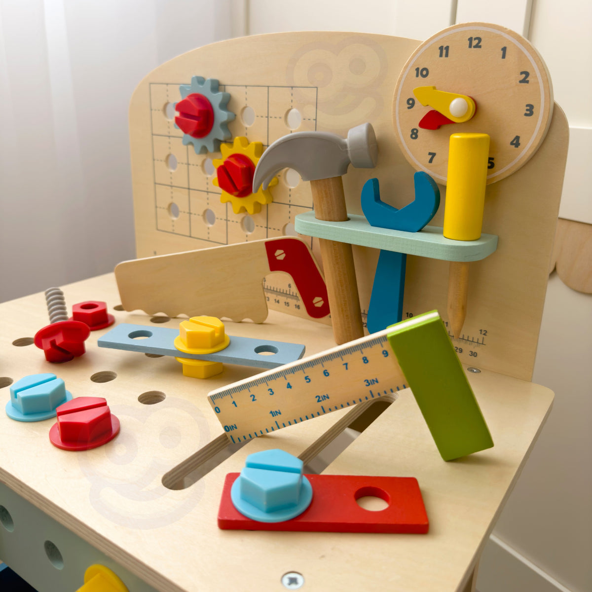 TOOKY TOY Medinis DIY Dirbtuvių Stalas Vaikams 48 Detalės