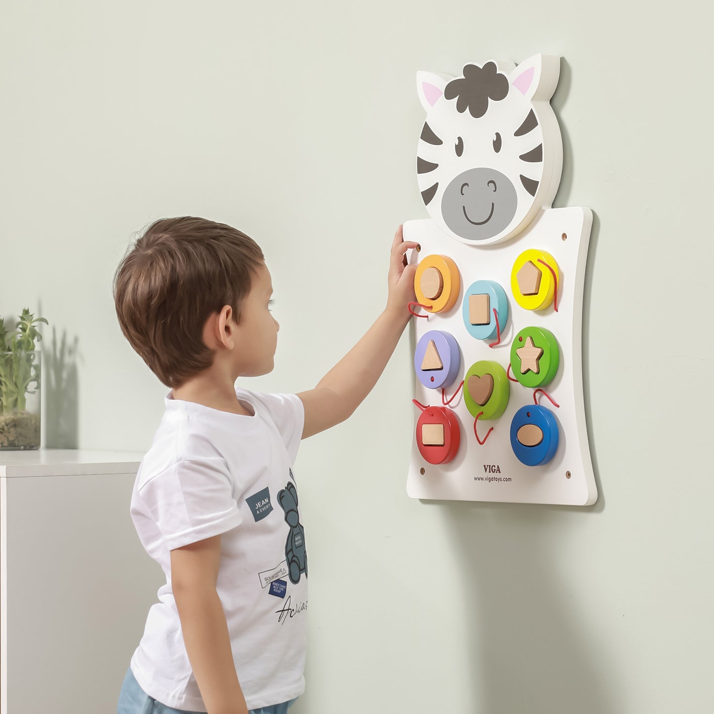 VIGA medinė manipuliacinė (lavinamoji) lenta Zebras, FSC, Montessori – vaizdas 4