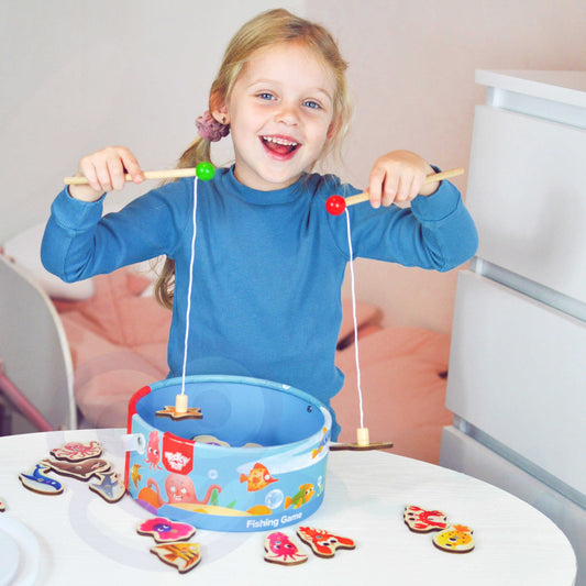 TOOKY TOY Medinė vikrumo žaidimo rinkinys Žvejyba, 22 elementai – pagrindinis vaizdas