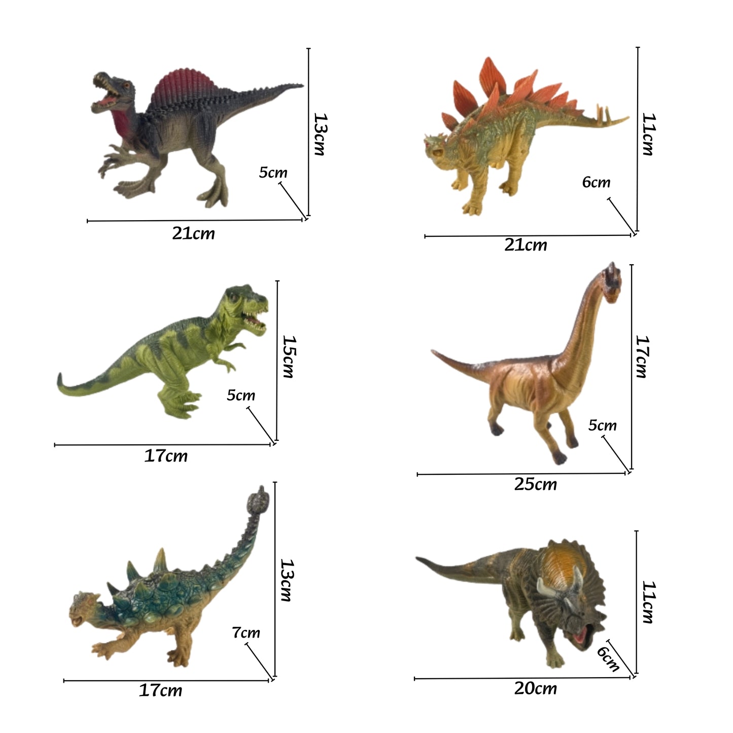 Trys skirtingi dideli dinozaurai iš rinkinio arti – vaizdas 3