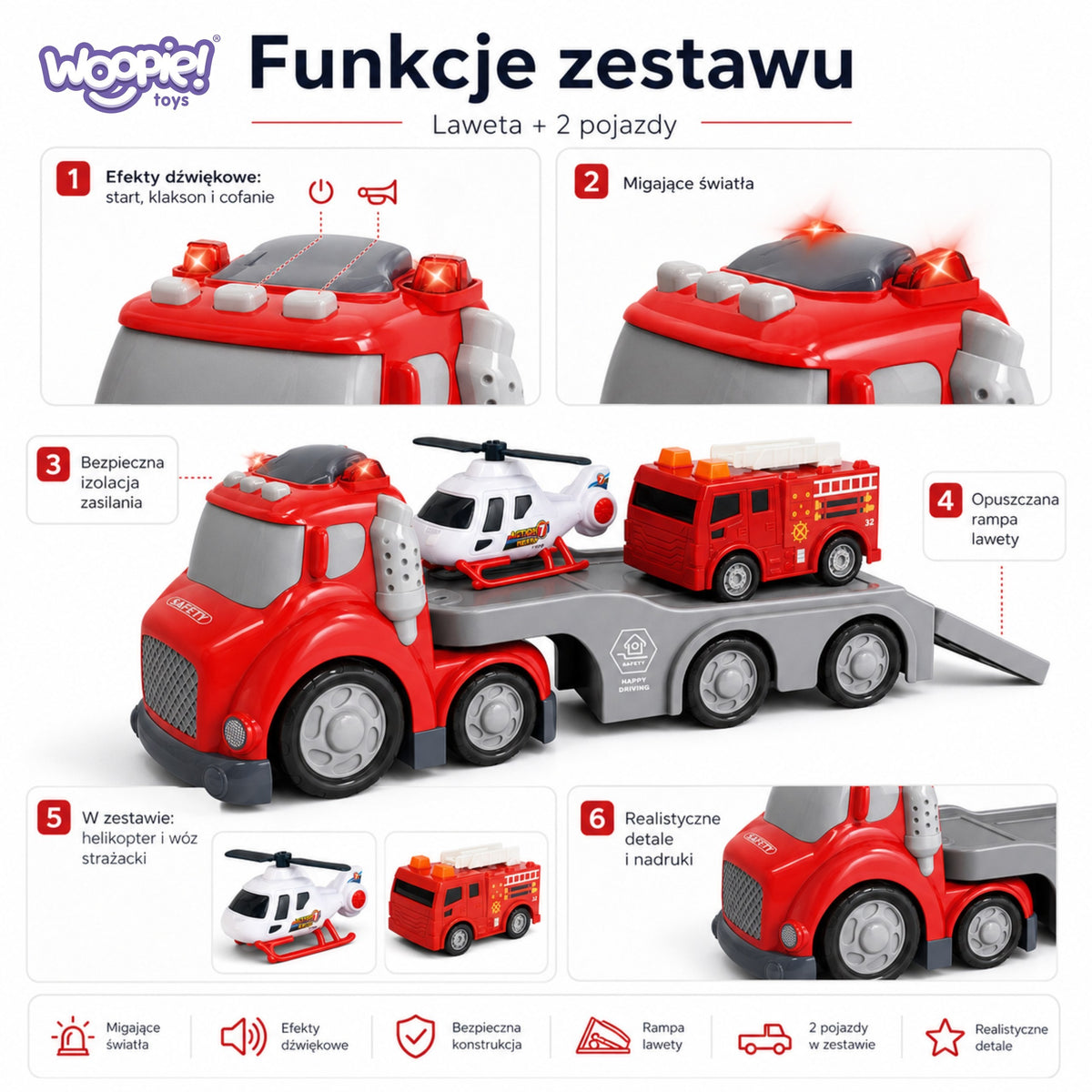 WOOPIE Ugniagesių sunkvežimis su šviesos ir garso efektais