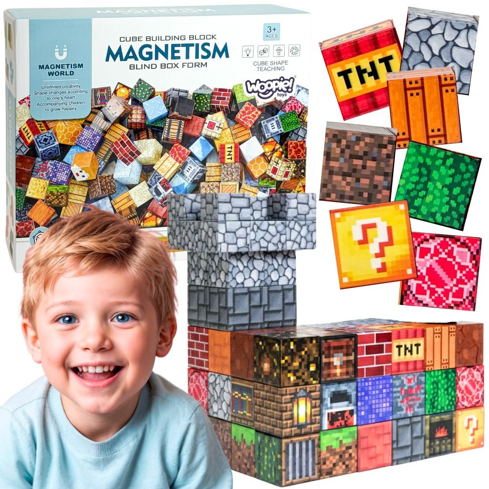 WOOPIE Magnetiniai Kubeliai 3D Konstruktorius 63 vnt.