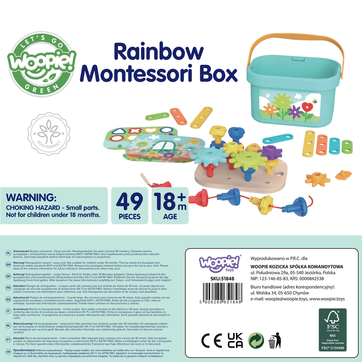 WOOPIE GREEN Montessori 12in1 Motorinė Konstravimo Dėžė FSC