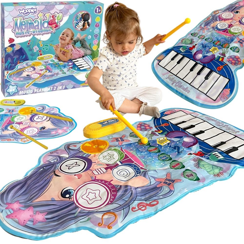WOOPIE Muzikinis Kilimėlis Undinėlė 2 in 1 Pianinas ir Būgnai