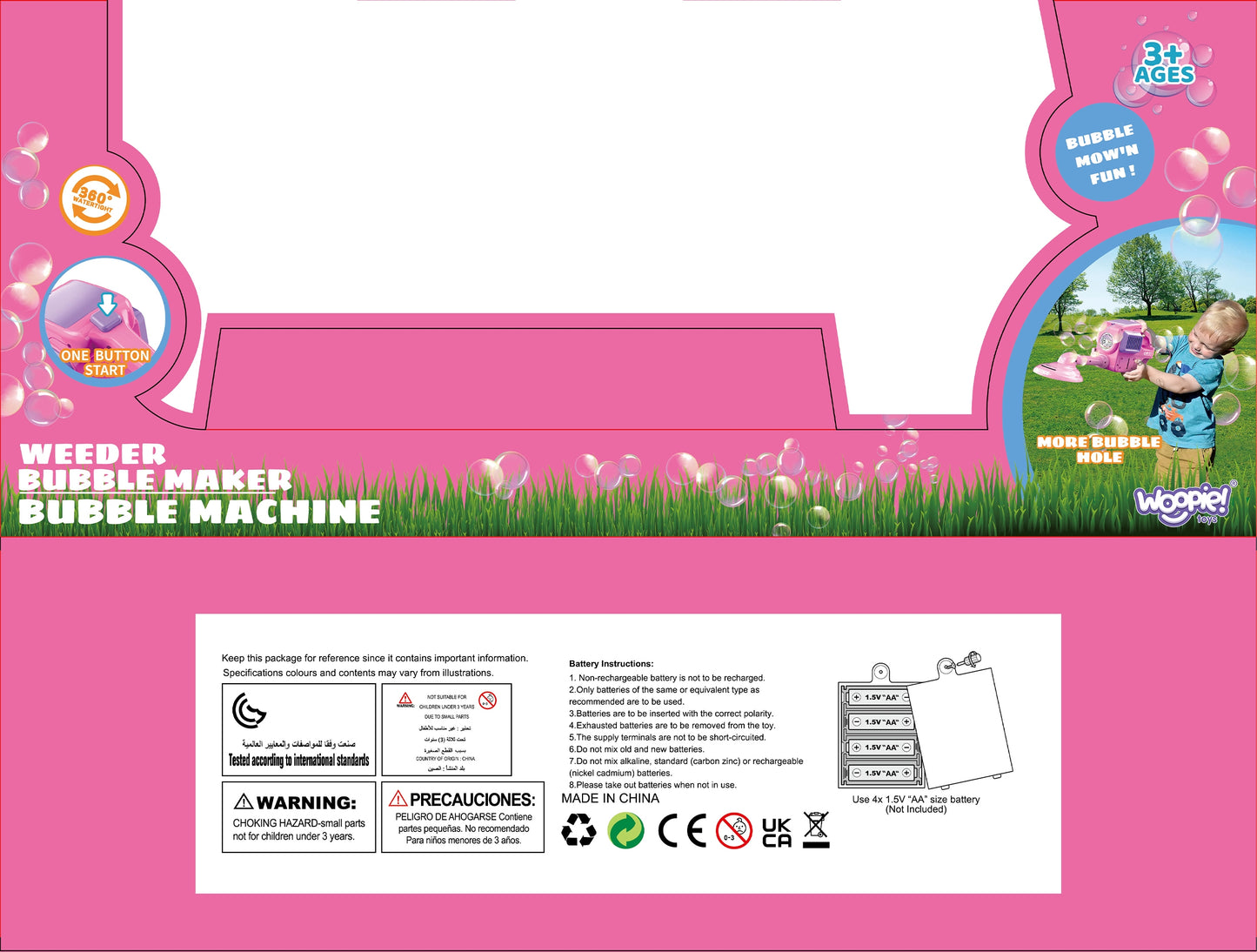 WOOPIE Stumiama vejapjovė – muilo burbulų mašina, mėlyna – vaizdas 4