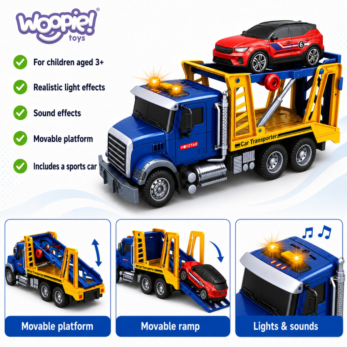 WOOPIE Autovežys su šviesos ir garso efektais 1:14