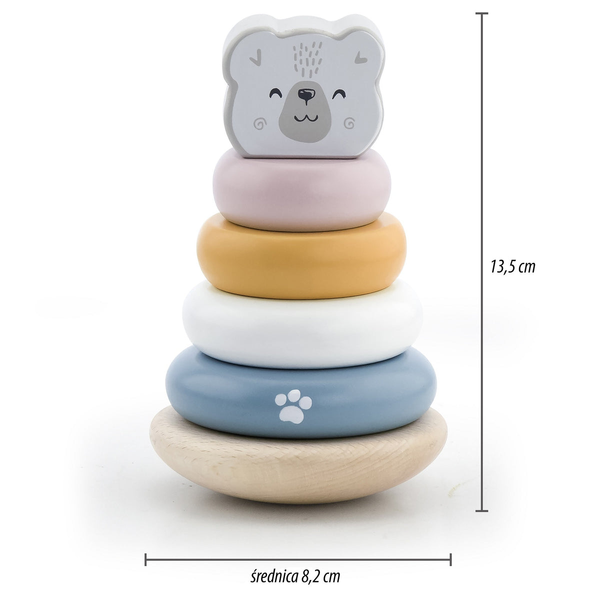 VIGA PolarB Medinė piramidė ir kalimo žaislas, Montessori