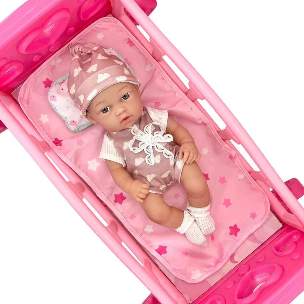 WOOPIE ROYAL Kūdikėlio lėlė 36 cm rožiniame kostiume su priedais