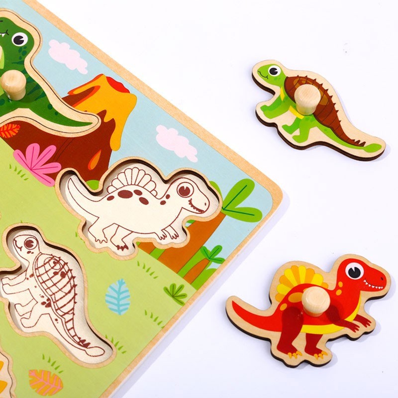 TOOKY TOY Medinė Montessori Dėlionė su Dinozaurais 10 vnt.
