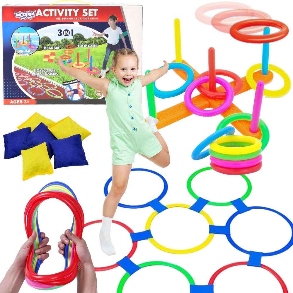 WOOPIE Lauko žaidimų rinkinys 3in1: Serso, Klasės ir Cornhole (metimas maišeliais) – pagrindinis vaizdas