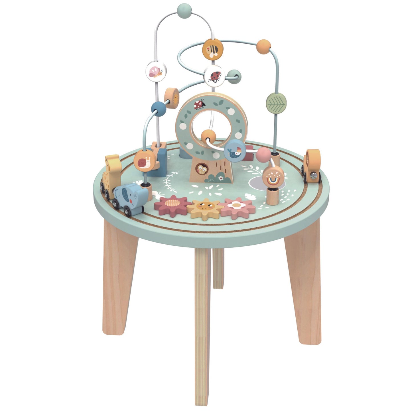 TOOKY TOY Didelis medinis Montessori edukacinis staliukas su interaktyviu traukinuku, skirtas vaikams nuo 2 metų – vaizdas 2