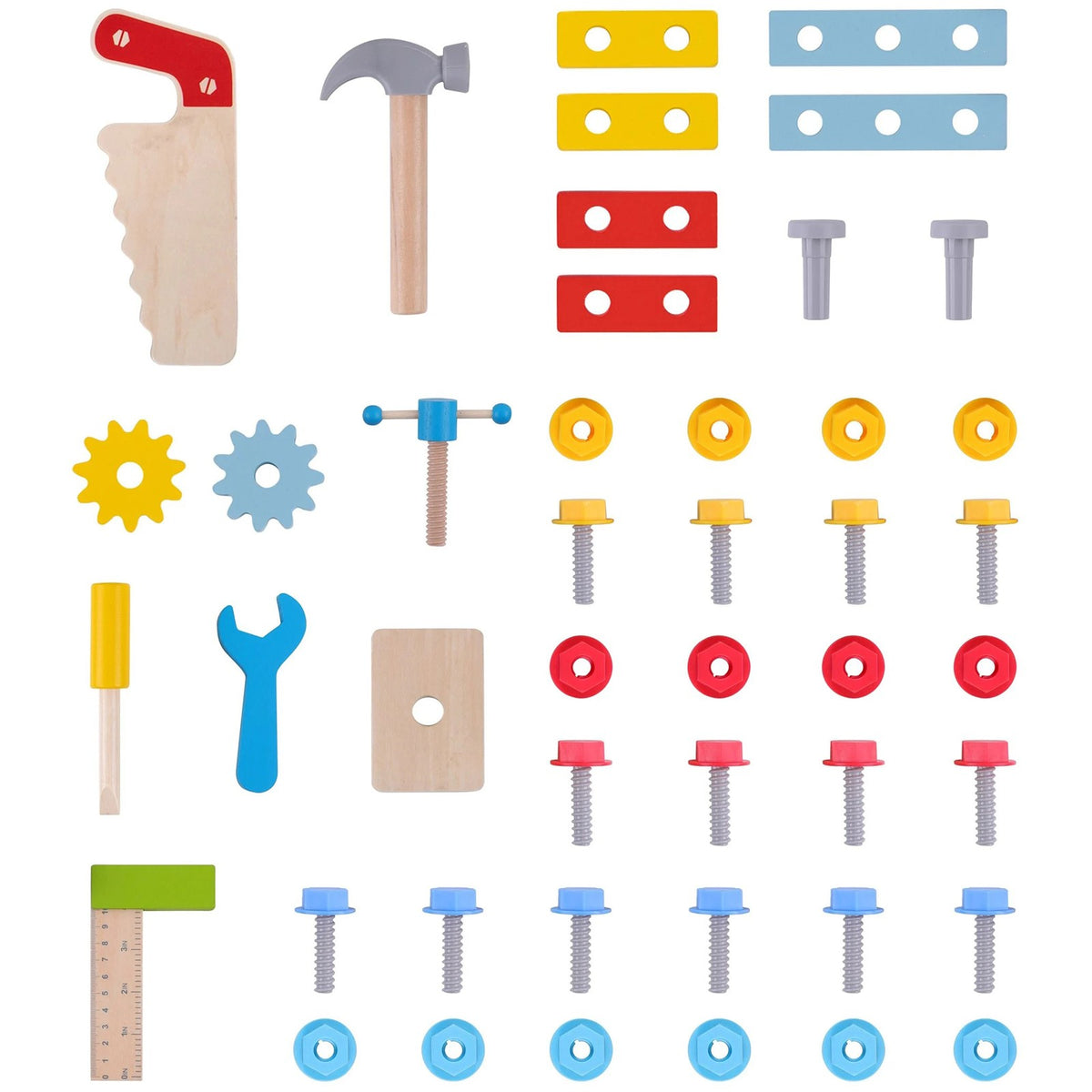 TOOKY TOY Medinis DIY Dirbtuvių Stalas Vaikams 48 Detalės