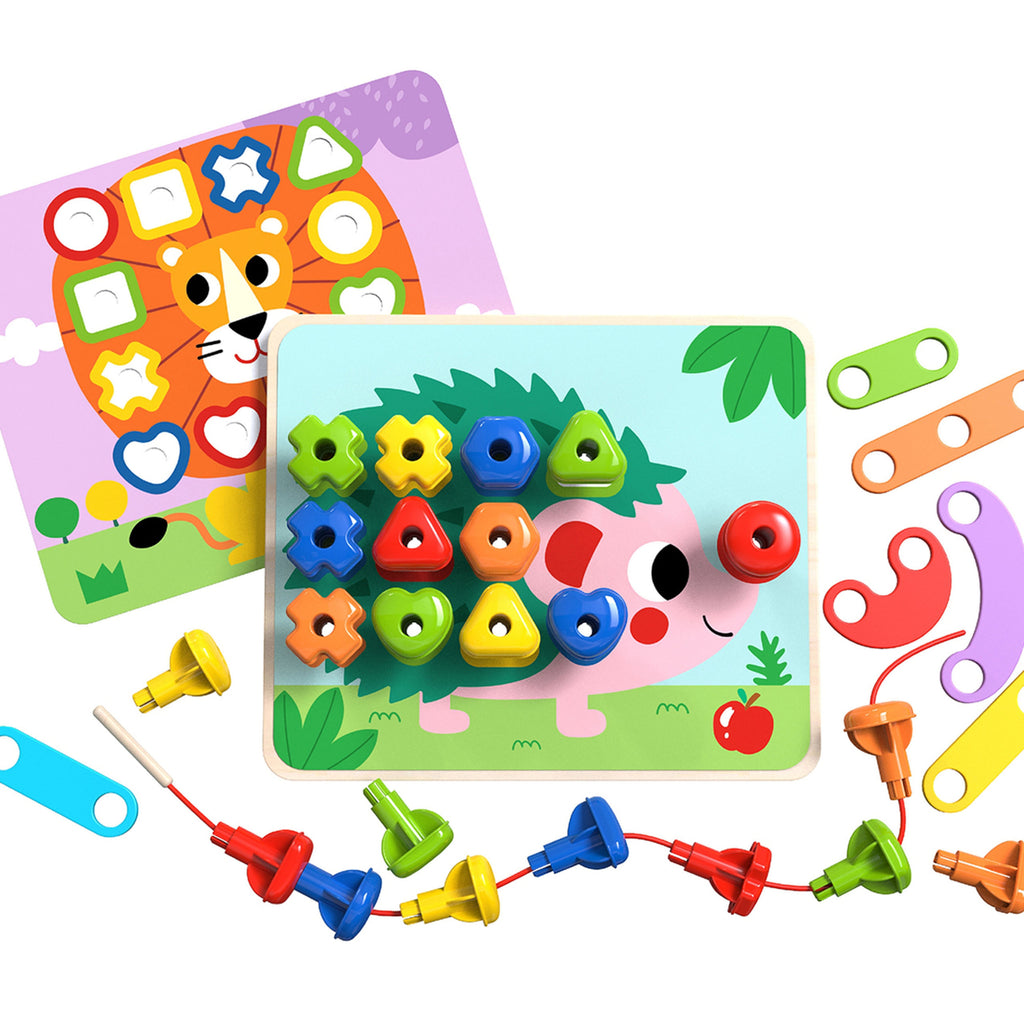 Tooky Toy Daugiafunkcinė Montessori Lenta su Varžtais ir Formomis