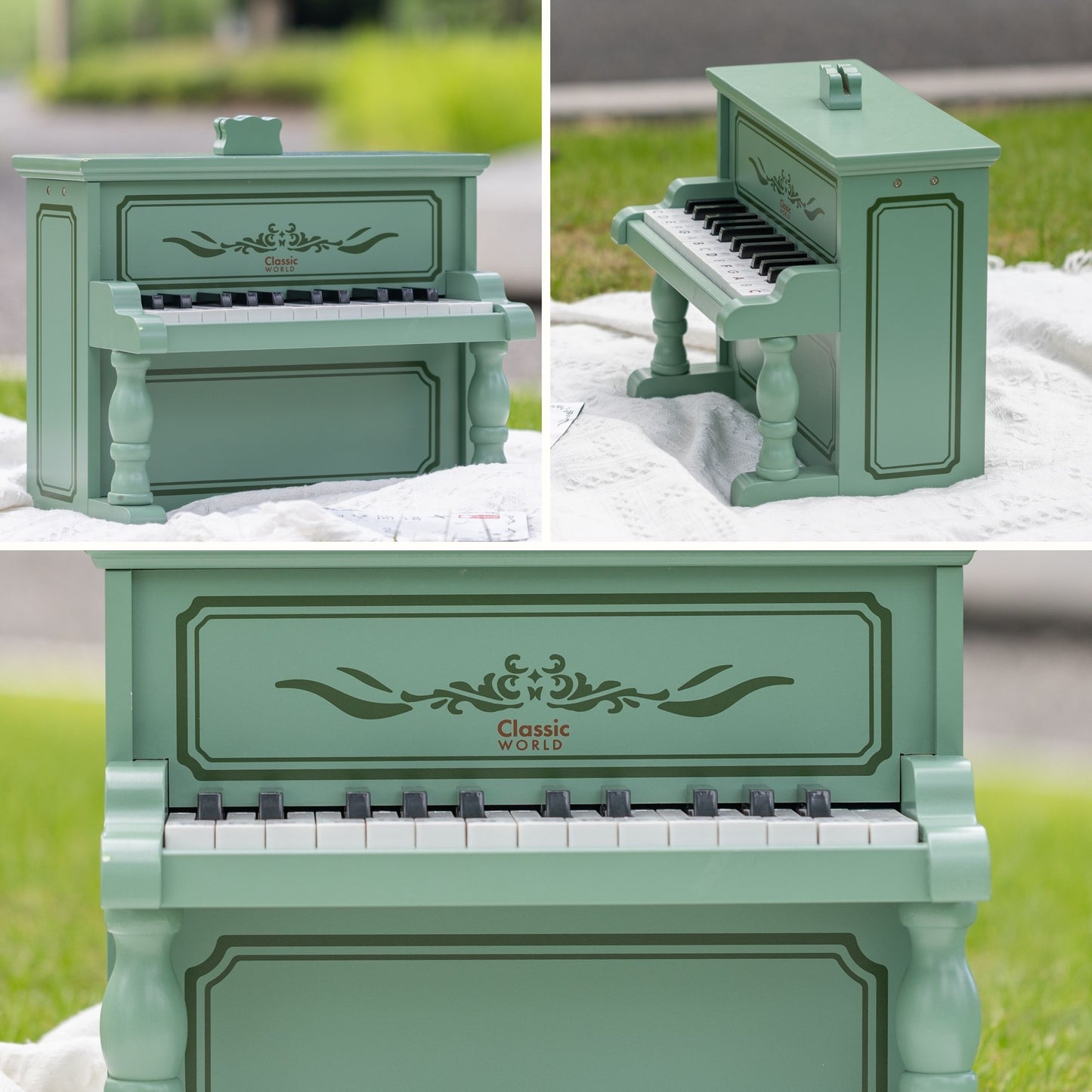 Classic World Vintažinis Medinis Pianinas Vaikams su Mokymosi Knyga