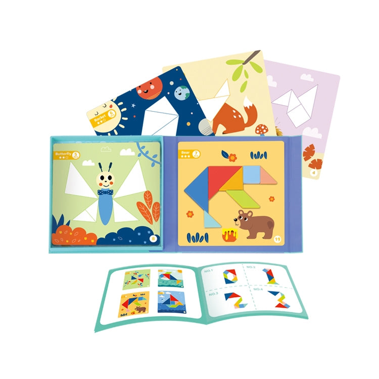 TOOKY TOY Tangram formų dėlionė vaikams, geometrinės figūros (18 dalių) – vaizdas 2