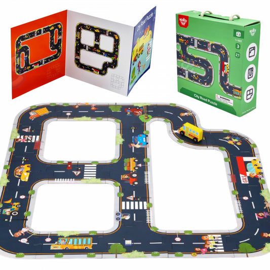 TOOKY TOY Road Puzzle vaikams Highway Modelis 21 vnt. FSC sertifikuota