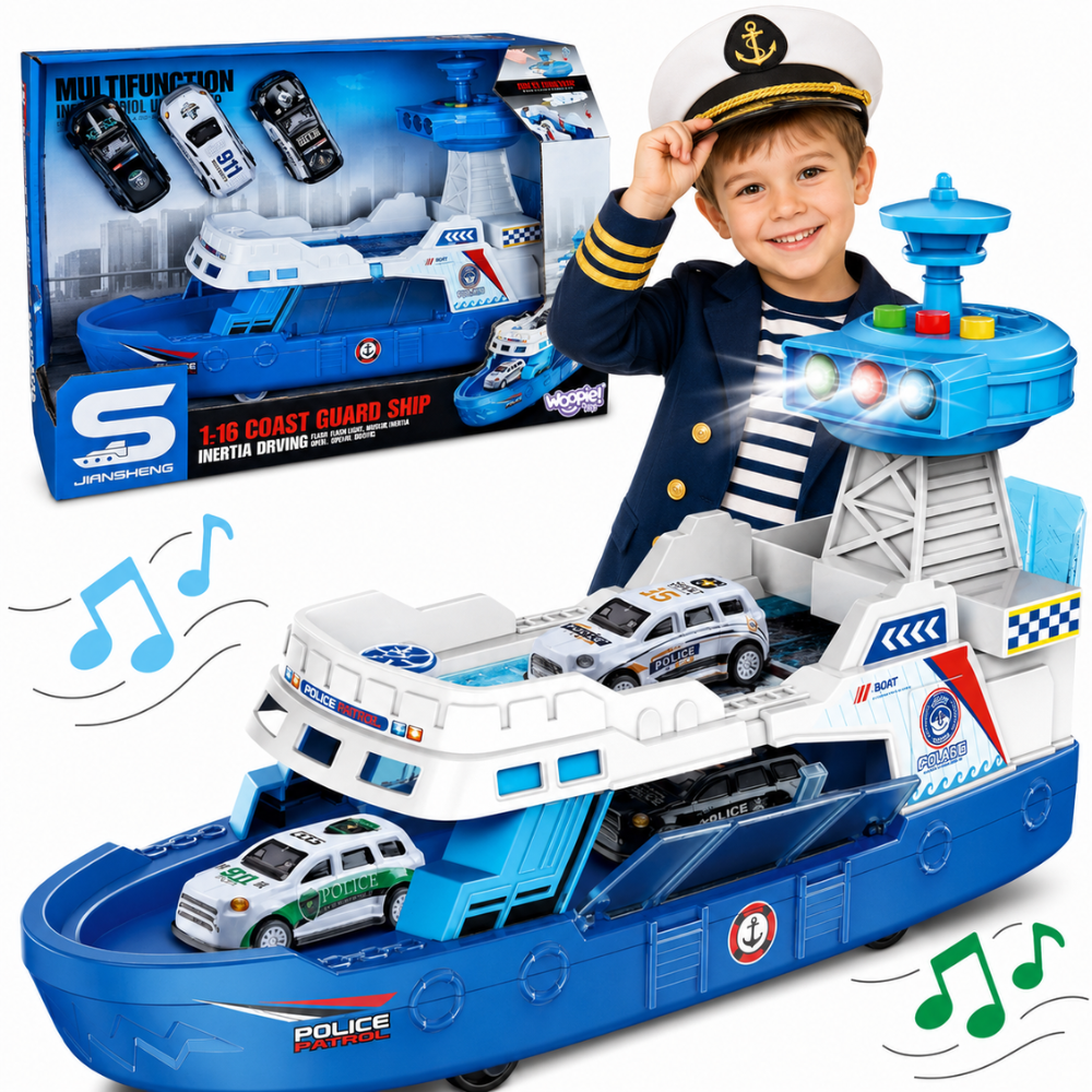 WOOPIE Policijos Kateris su 3 Metaliniais Automobiliais 1:16