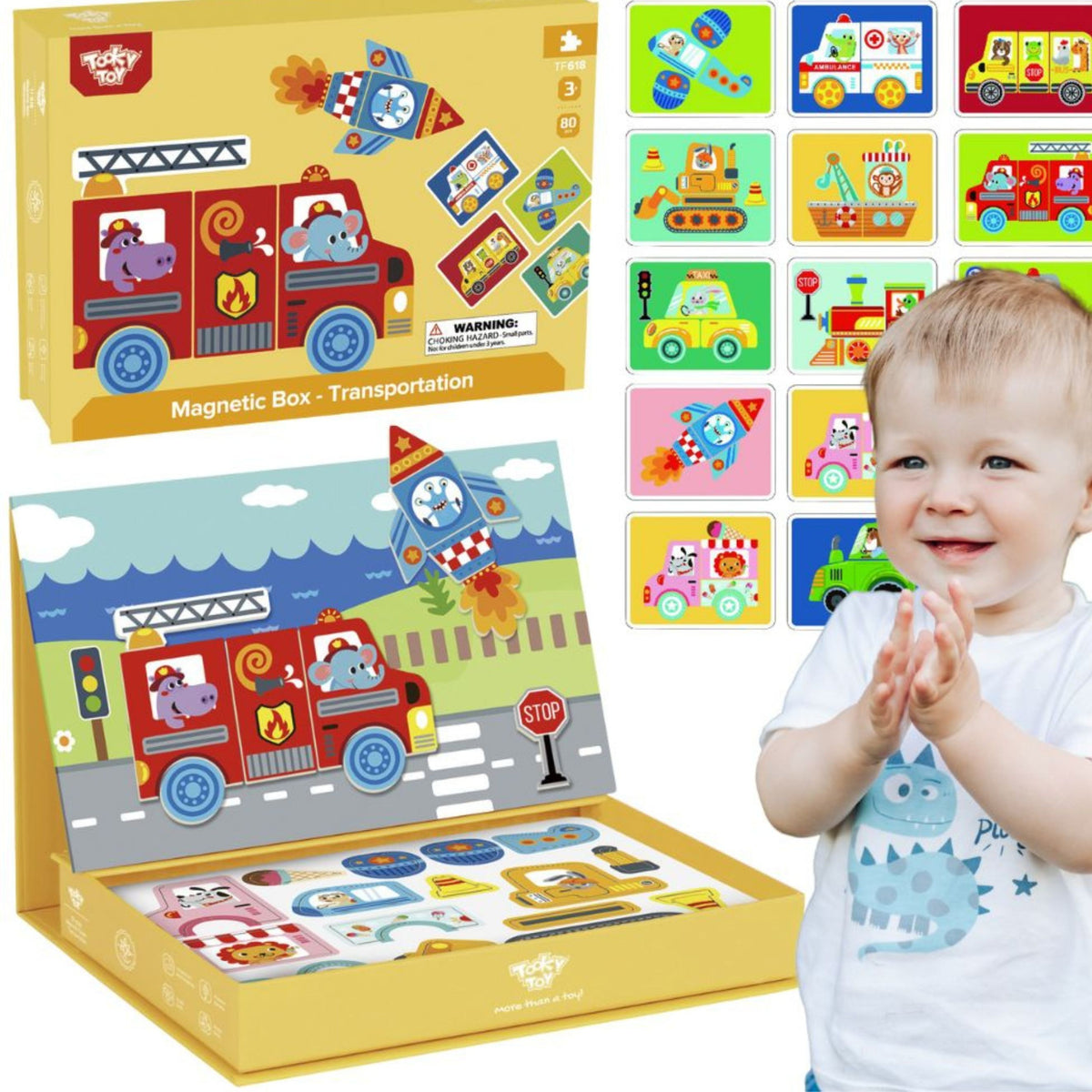 TOOKY TOY Montessori magnetinė lavinamoji dėlionė vaikams, 80 detalių