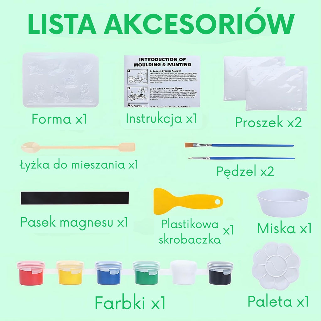 WOOPIE Kūrybinis Rinkinys Gipso Figūrėlių Liejimas ir Dažymas – Gyvūnai