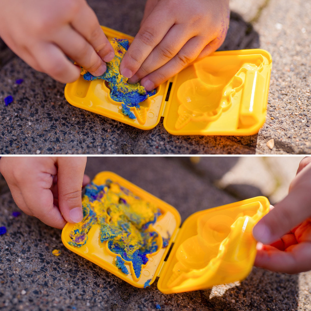 WOOPIE Kinetic Sand Vienaragio rinkinys su stalu ir formelėmis 0,6 kg