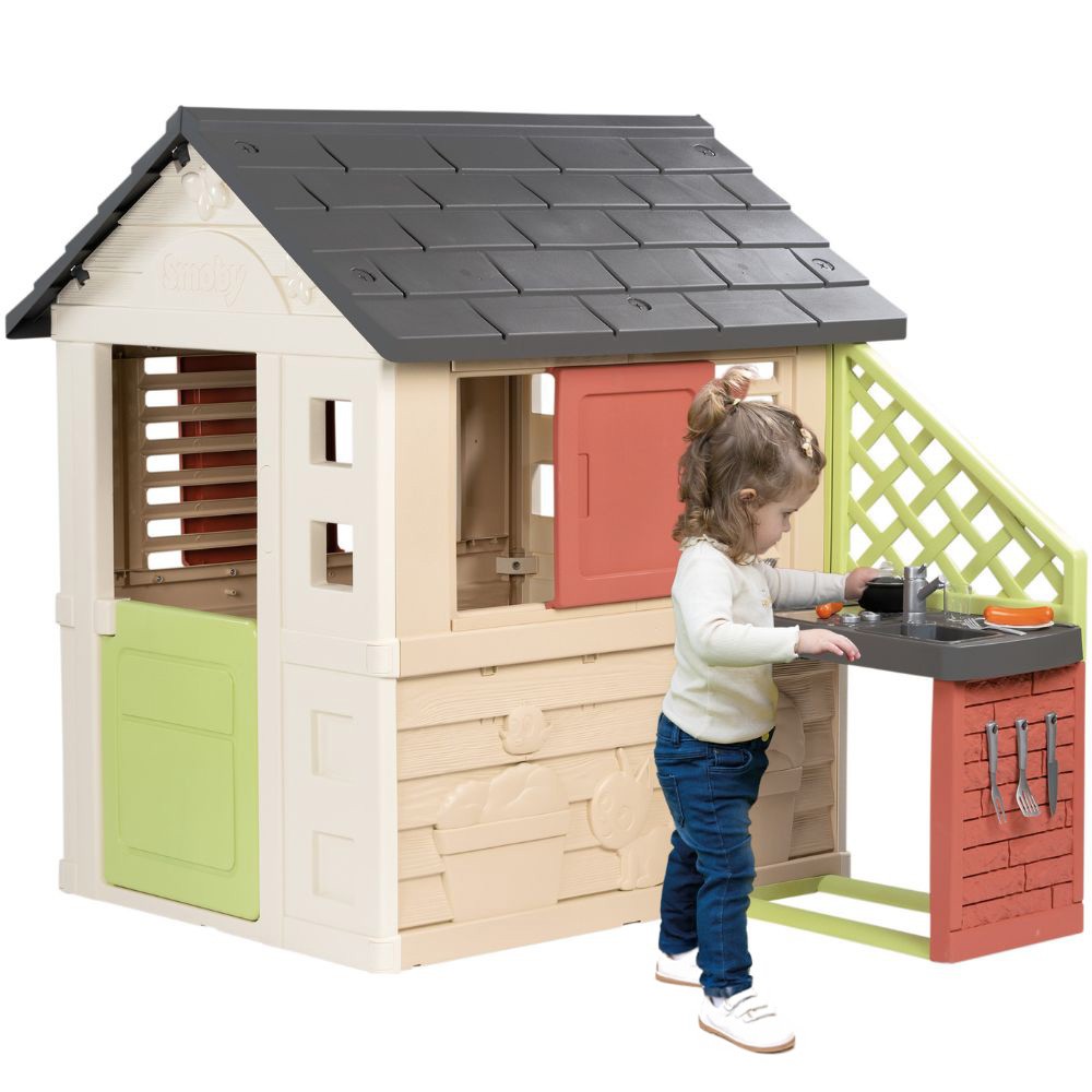 SMOBY Nature House Žaidimų Namelis su Virtuvėle ir 17 Priedų